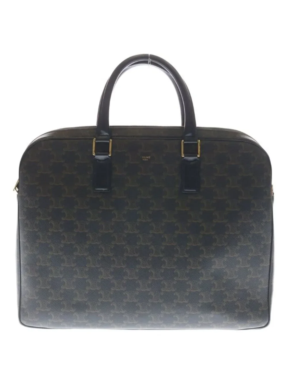 Celine Triomphe Leather Briefcase Business Brown